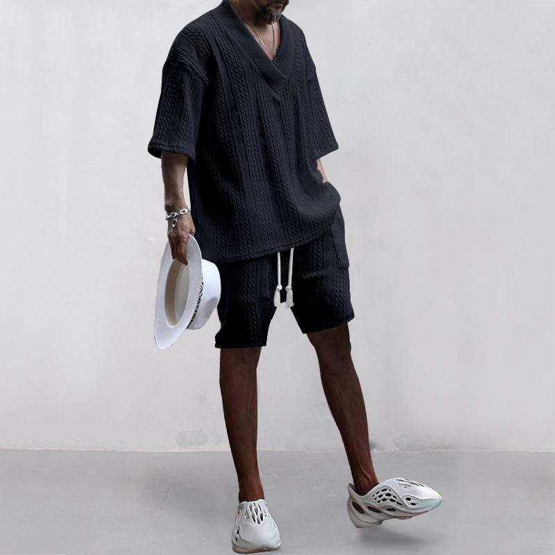 Повседневный свитер, мужские летние свободные футболки с короткими рукавами и шорты