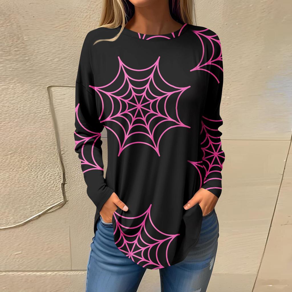 Tee Shirts For Women Fall Casual Long Sleeve Shirts Sweatshirt Halloween Printing Top Pullover