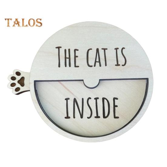 Магнитный знак-напоминание о питомце «Кот внутри», деревянный знак, переключаемый, для входной двери в дом, офиса, поворотный столик, украшение, подарок любителю кошек