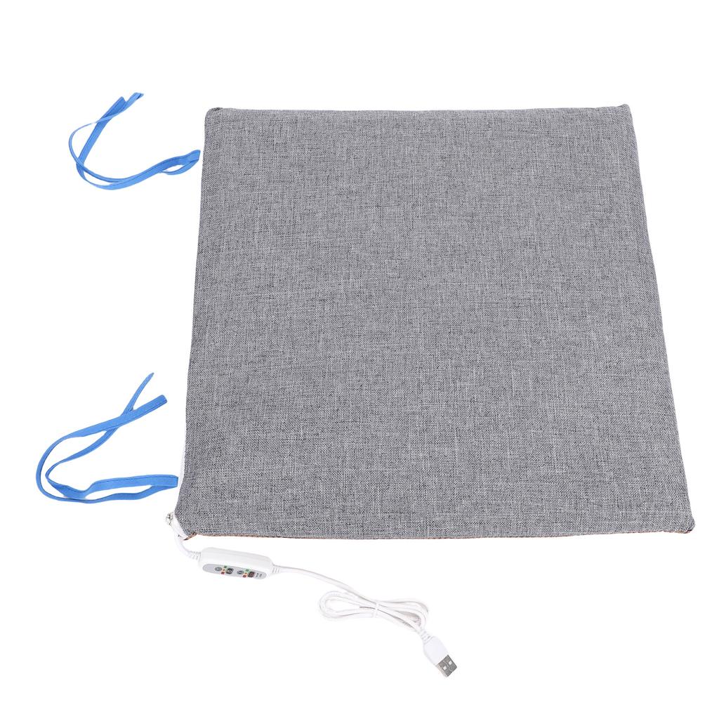 USB Heated Seat Cushion Grey High Density Foam Heated Seat Pad with 3 Heat Settings Timer for Office Home Camping