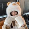 Panda Capybara Hat Scarf Set 3 In 1 Cartoon Plush Hat Earmuff Scarf Hat Glove for Women  Lady