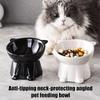 Pet Cat Food Bowl 15 Degree Slanted Tall Stand Anti-tip for Neck Protection Comfortable Feeding in Kitchen or Living Room