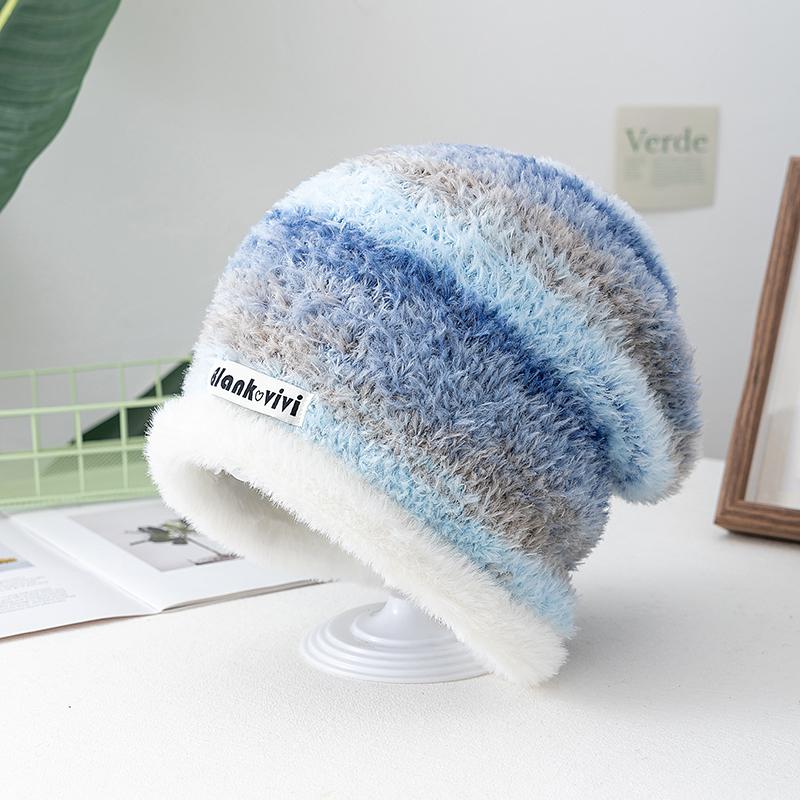 Hot Sale Loose Dandy Hat Lazy Style Gradient Beanie Hat Fashion Winter Hats For Women Streetwear Multicolour Warm Hats For Girl