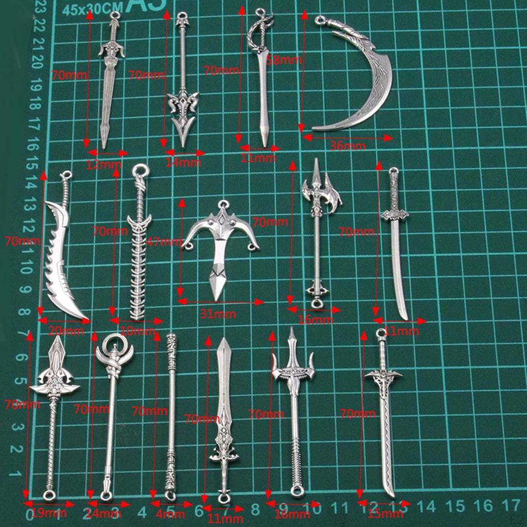 10x Key Chain Toy Antique Sword Dollhouse Set Novelty Crafts Supplies Retro Long Bookmark