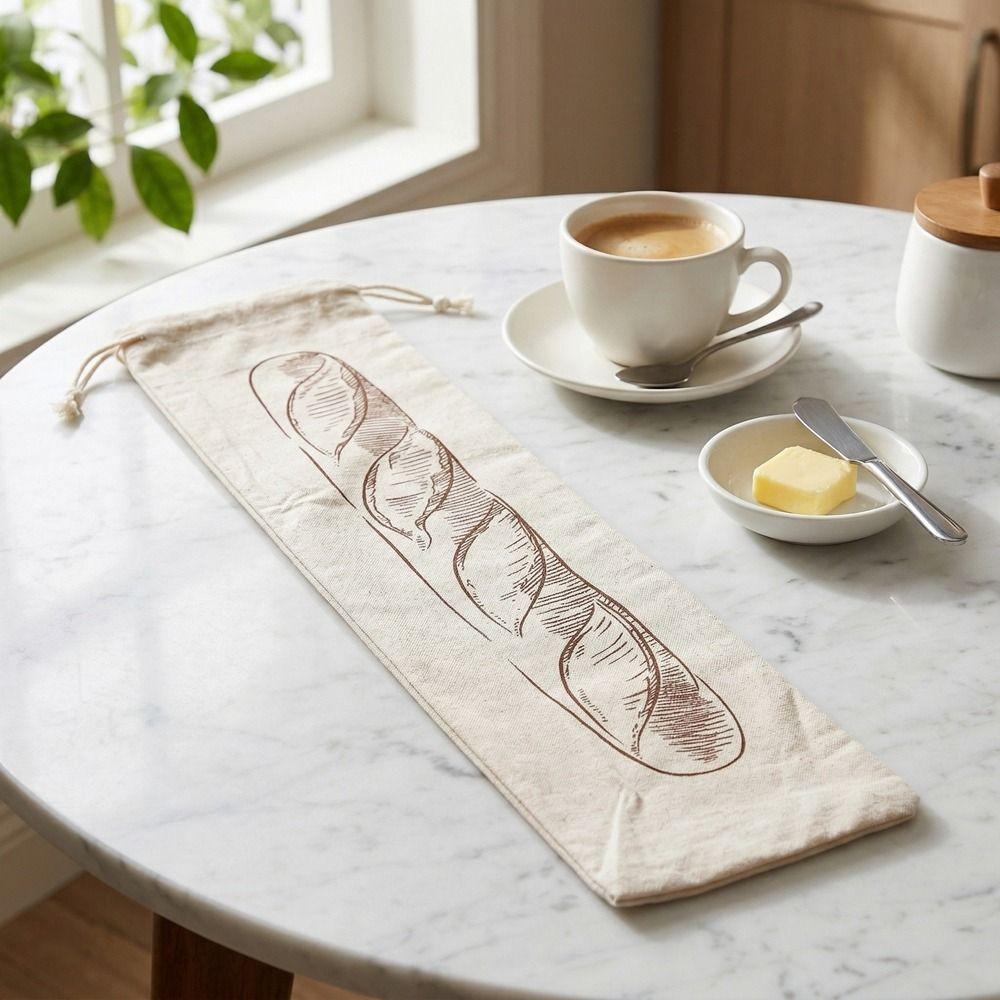 2PCS Fresh Keeping Bread Storage Bags Large Drawstring Bread Bag French Stick Storage Bag Toast