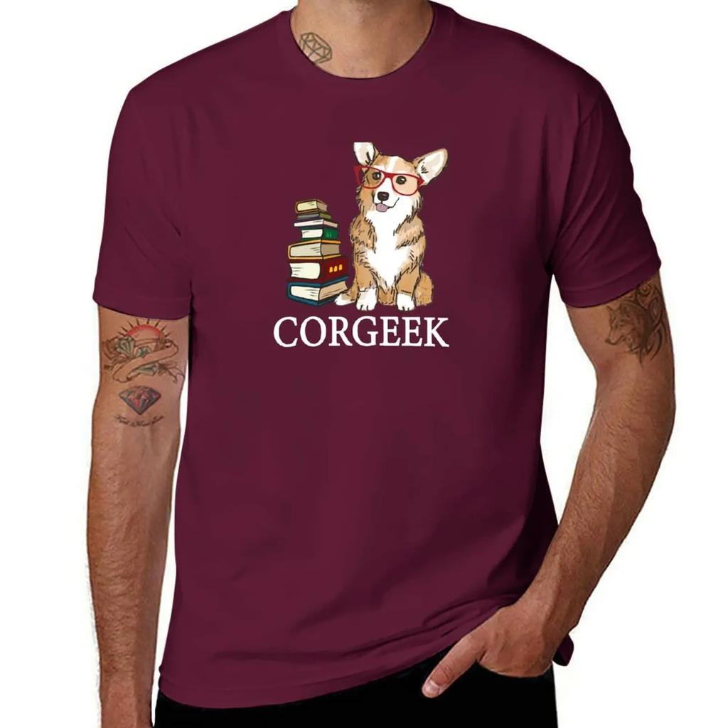 Corgi for book lovers, book nerds, readers, or english teachers - corgeek T-Shirt anime stuff mens designer clothes