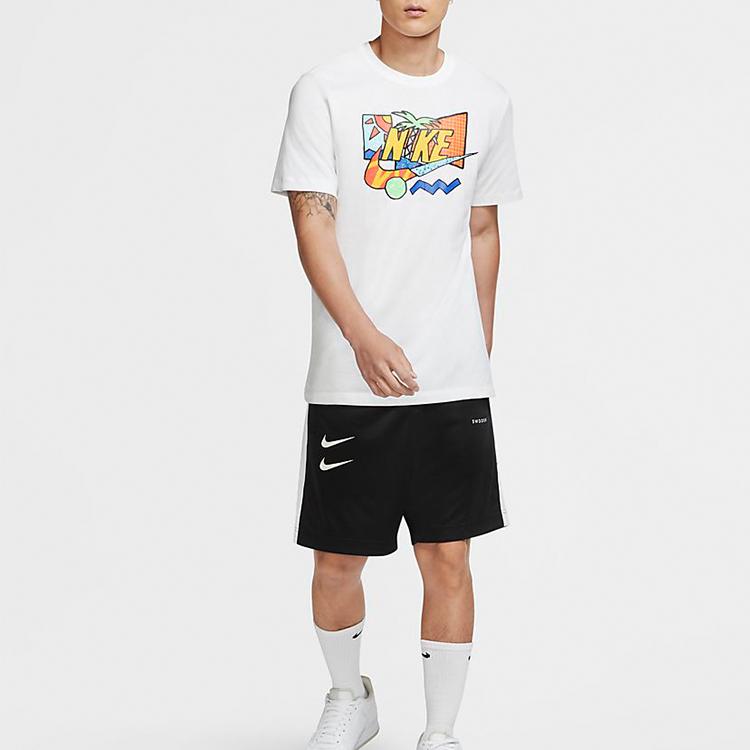 Nike Спортивная футболка с коротким рукавом для родителей и детей с принтом, мужские топы, белые CW0427-100