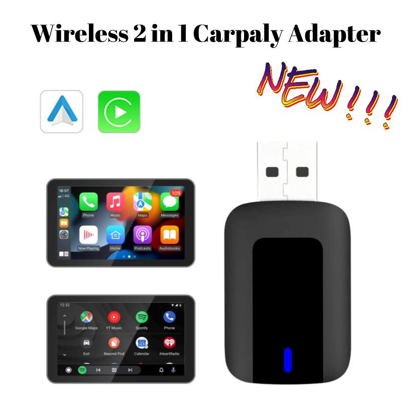 2 In1 Wireless CarPlay Android Auto Wireless Adapter Smart Mini AI Box WiFi Fast Connect for Toyota Nissan Ford Chevrolet Suzuki Plug and Play