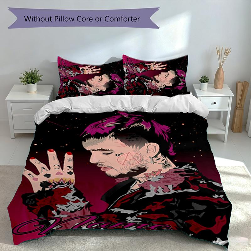 3pcs Custom Name Lil Peep Set,Includes 1 Duvet Cover and 2 Pillowcases,All-season Bedroom Decor
