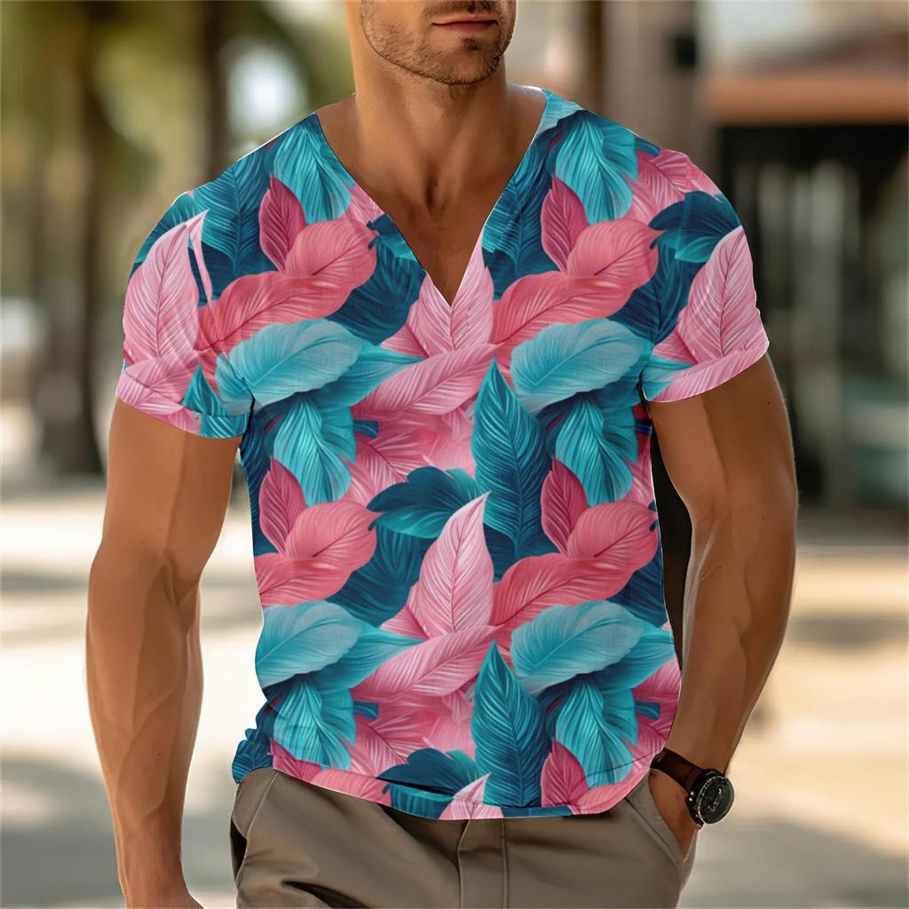 Мужской повседневный топ с V-образным вырезом и короткими рукавами, свободный повседневный модный топ для отдыха