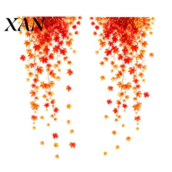 Maple Leaf Glass Decals 2Pcs Fall Window Clings, Hanging Decals, Reusable Autumn Atmosphere Clings Leaves Static Stickers for Thanksgiving Party