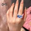 Женское кольцо, широкое, синее, коктейльное кольцо в форме капли воды, медное, многогранное, с кубическим цирконием, ювелирное украшение на годовщину свадьбы