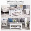 Lift-Top Coffee Table Coffee Table with Lift-Top Surface 2 Open Compartments and Hidden Storage Space 105x50x49 cm White and Marble Effect