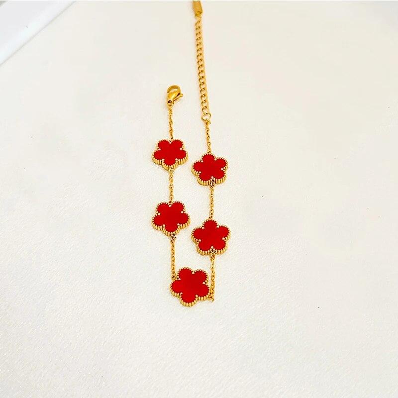 Комплект украшений с цветами из нержавеющей стали, рождественские подарки, роскошные современные модные очаровательные ожерелья, серьги, браслет, ювелирные изделия для женщин