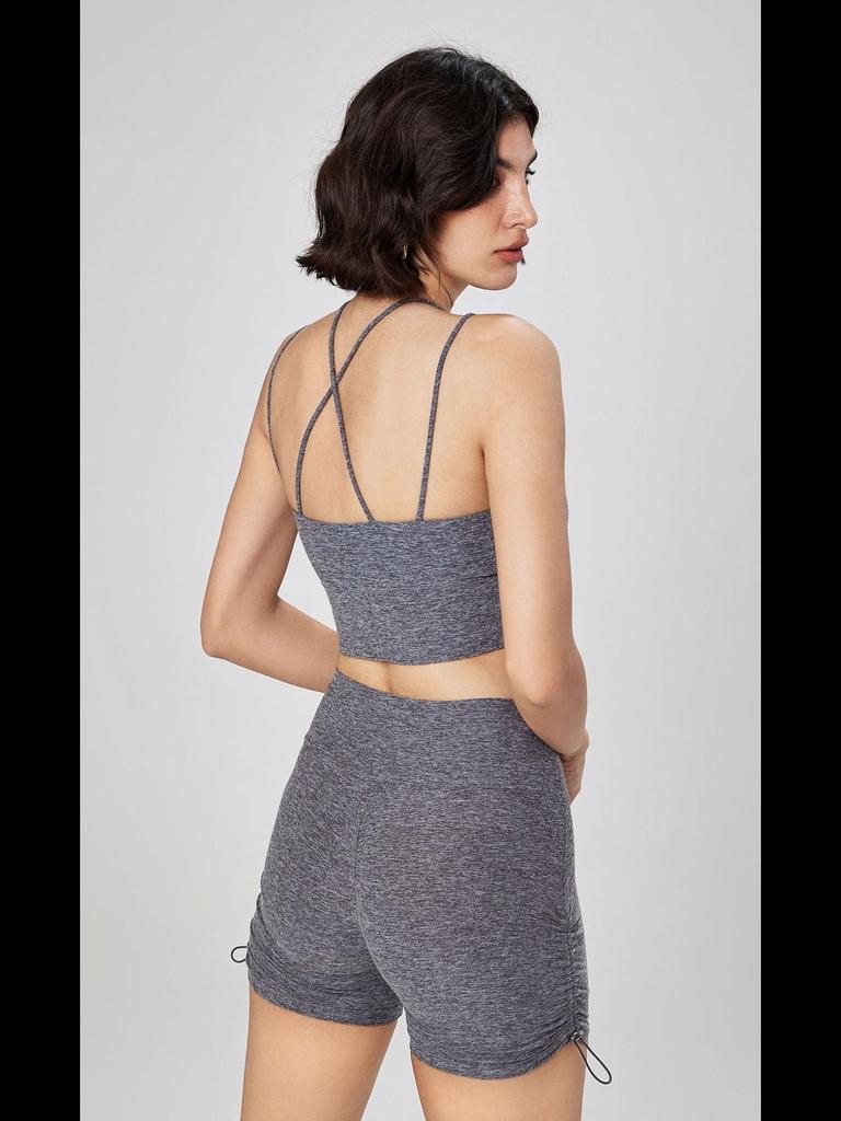 Women's Spring & Summer Sports Vest: Slimming Double Strap Yoga Bra & Nude Fitness Top