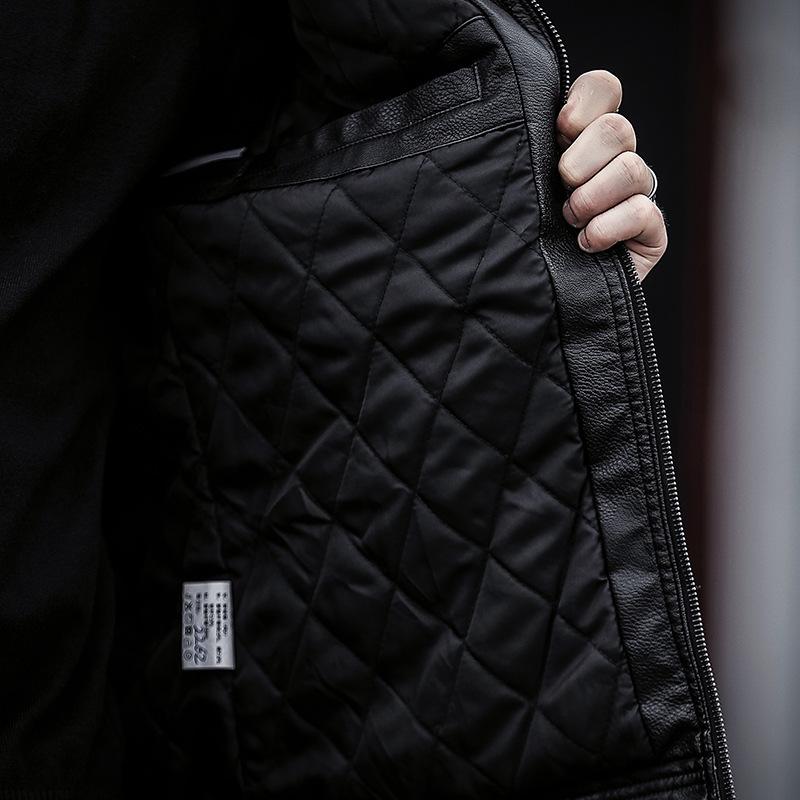 Мотоциклетная кожаная куртка мужская новая весенне-осенняя меховая интегрированная бархатная утолщенная модная красивая кожаная куртка куртка