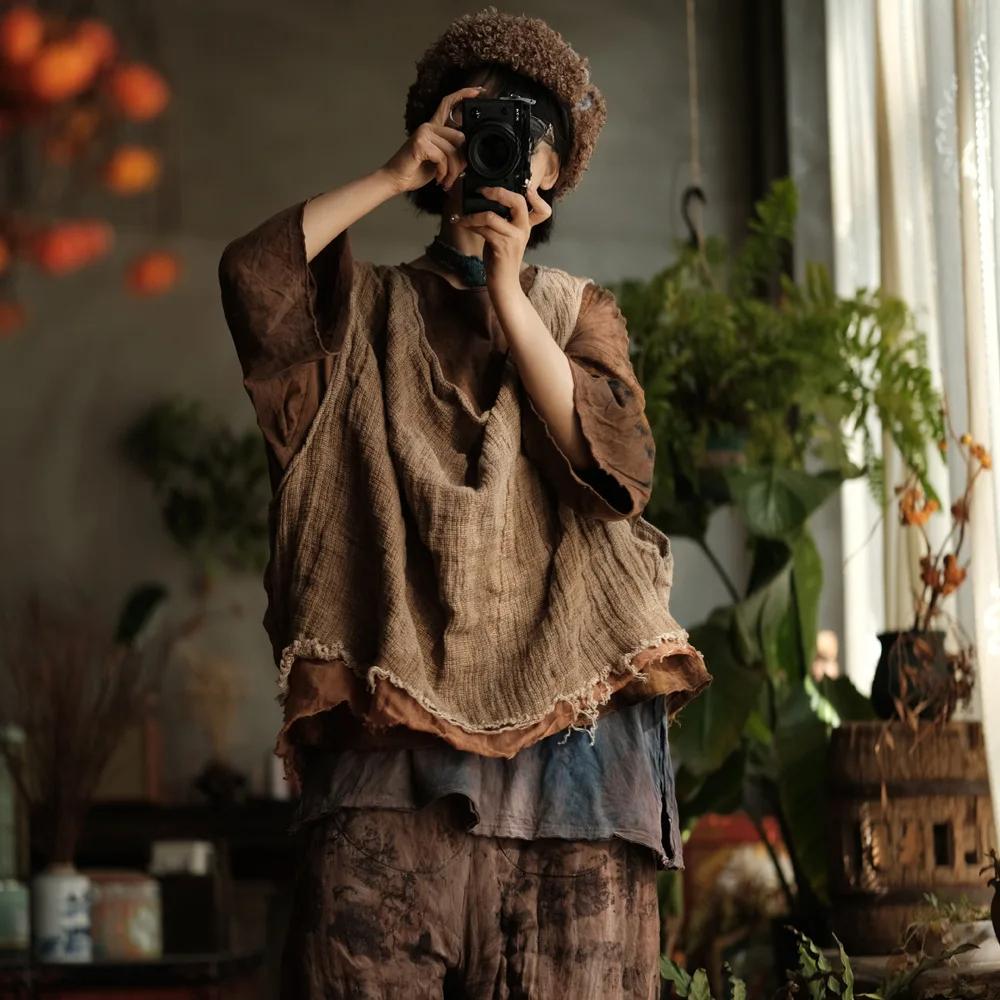 Johnature Женские винтажные пальто однотонные весенние свободные женские пуловеры в китайском стиле