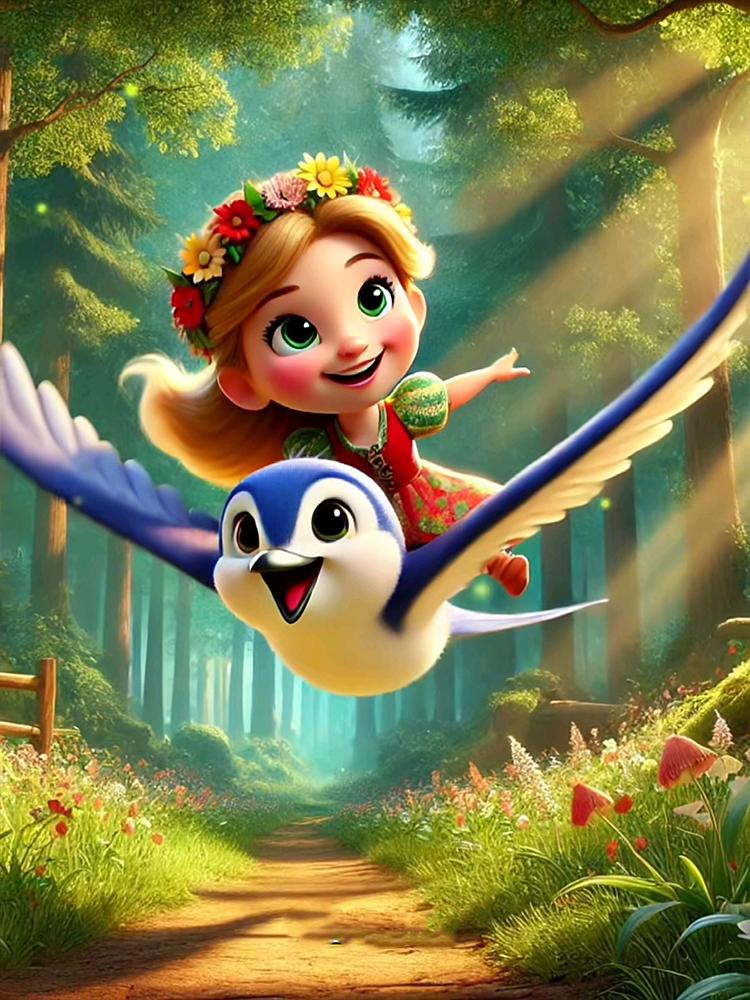 5D DIY мультфильм эльф девушка алмазная картина красочный фэнтези пейзаж вышивка крестом комплект полный круглый дрель мозаика искусство домашний декор подарок