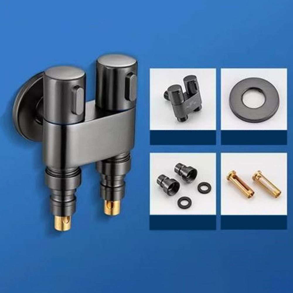 Dual Control Washing Machine Faucet Automatic Water Stop Angle Valve Bathroom