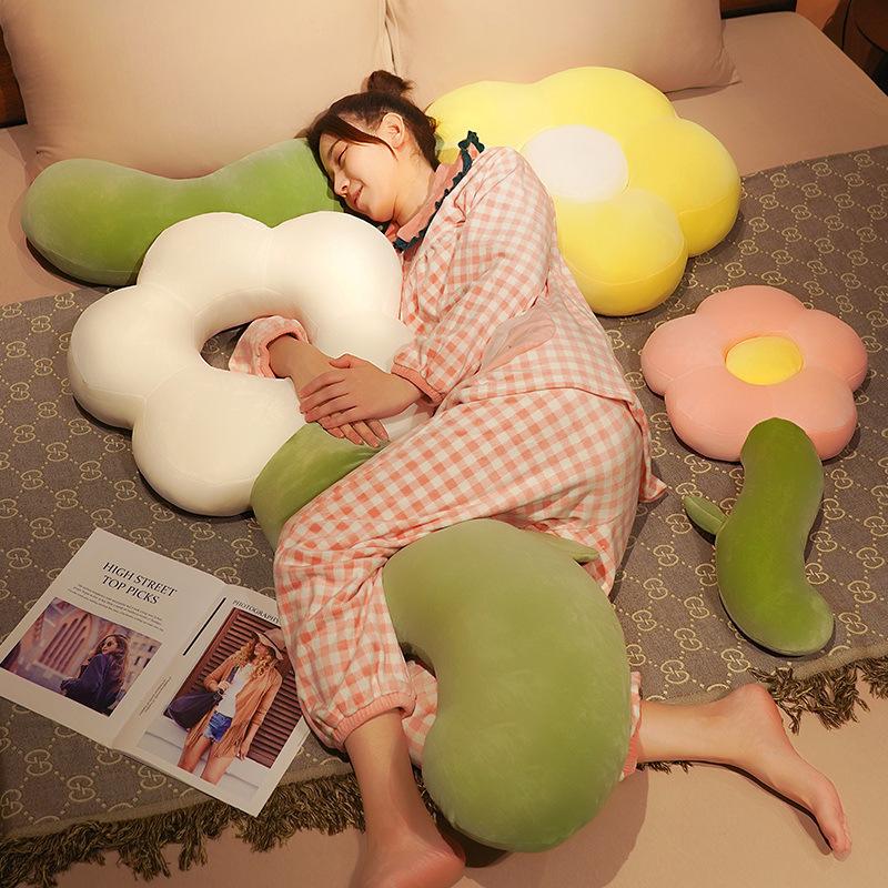 Милая подушка-валик с цветком для сна на боку, подушка для ног для сна, подушка для спальни, подушка для кровати