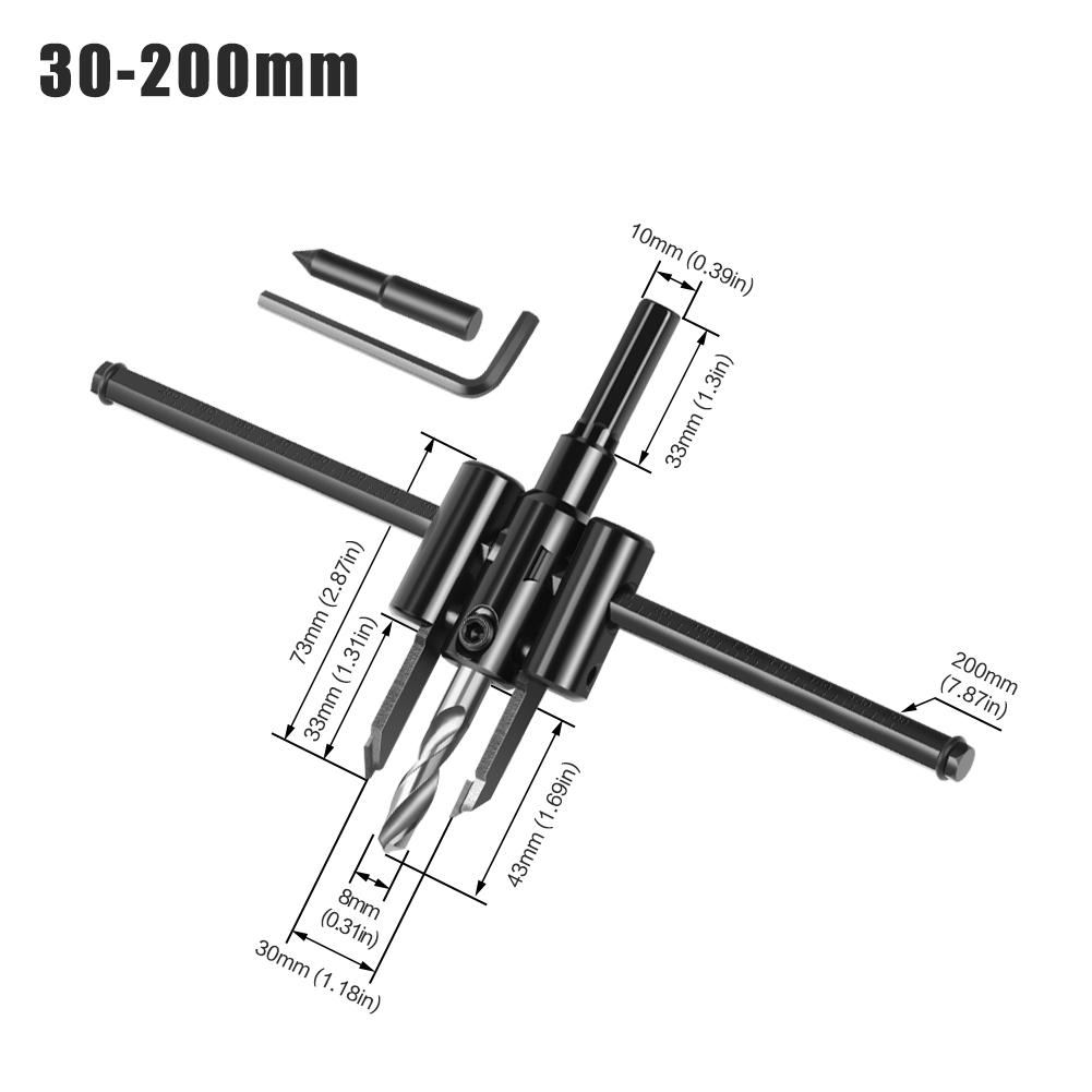 1PC 30/40-120/200/300mm Adjustable Circle Hole Saw Aircraft Type Hole Opener Circle Hole Cutter Drill Bit Woodworking DIY Tool