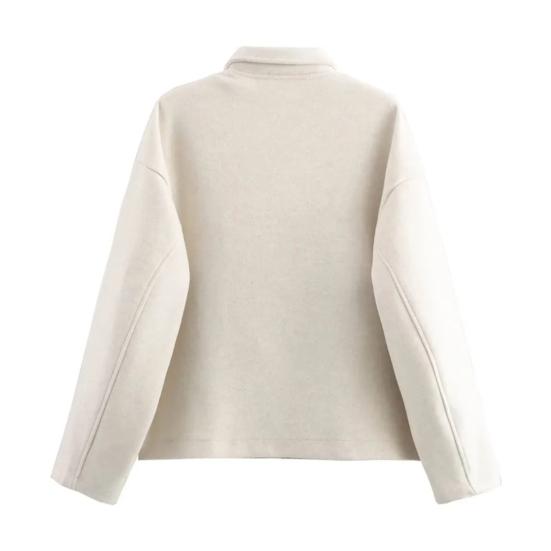 Женская шерстяная куртка на молнии, с длинными рукавами и лацканами, короткое пальто-бушлат, повседневная осенне-весенняя верхняя одежда с карманами