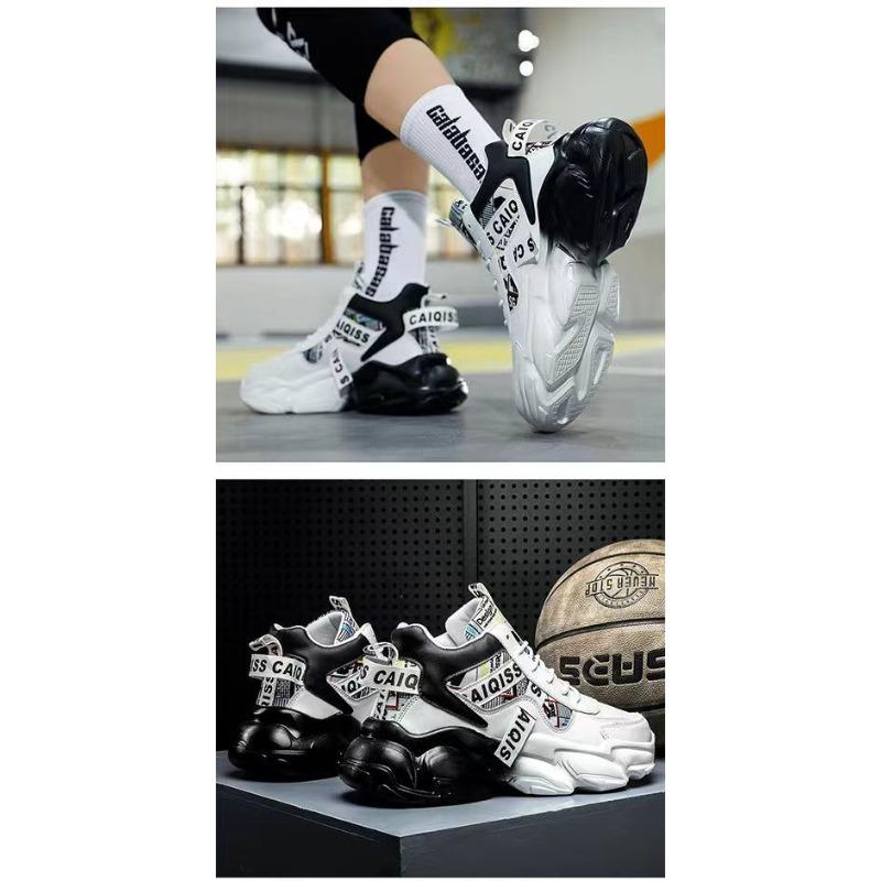 Осенняя мужская обувь Летние кроссовки для баскетбола, спорта и бега для подростков, повседневные высокие кеды на толстой подошве, обувь в стиле папиного прилива