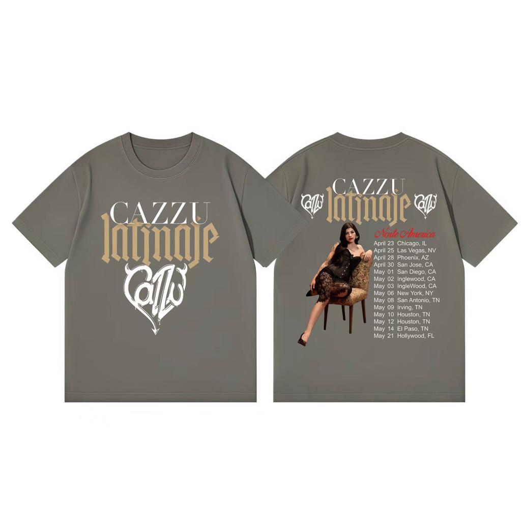 Cazzu Latinaje Tour 2026 Merch T Shirt Unisex Women Fashion Vintage Tshirts Summer Casual Cotton Short Sleeve Tshirt Streetwear
