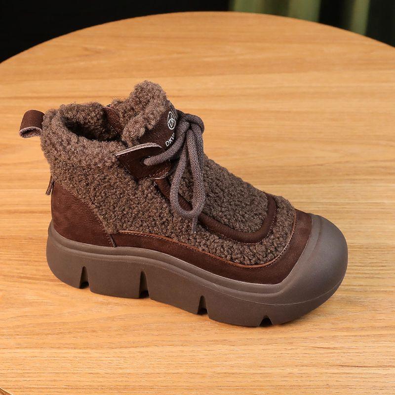2025 Heightened Snow Boots Women's Plush Winter New Women's Boots Versatile and Warm Thick Soled Fashion Short Boots Botas
