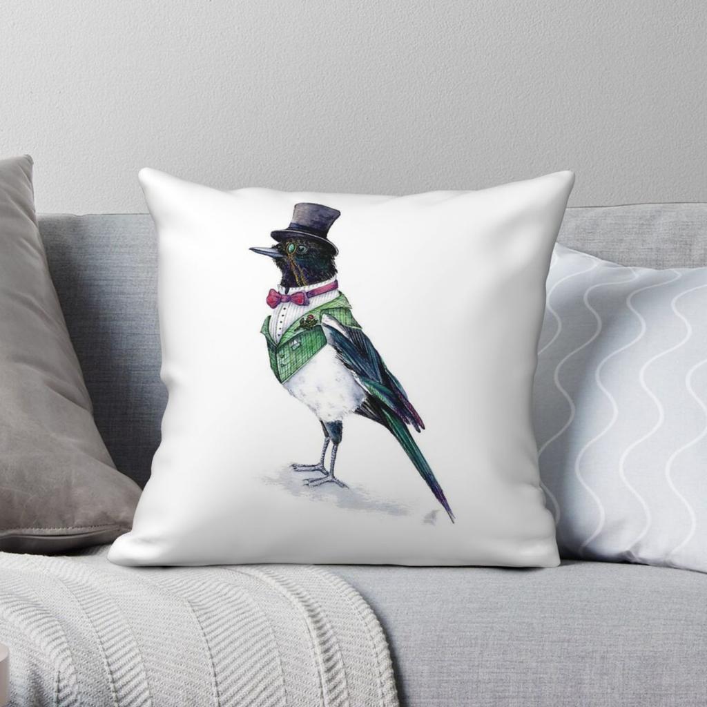 Victorian Magpie Bird Pillowcase Polyester Linen Velvet Creative Zip Decorative Sofa Cushion Cover Wholesale