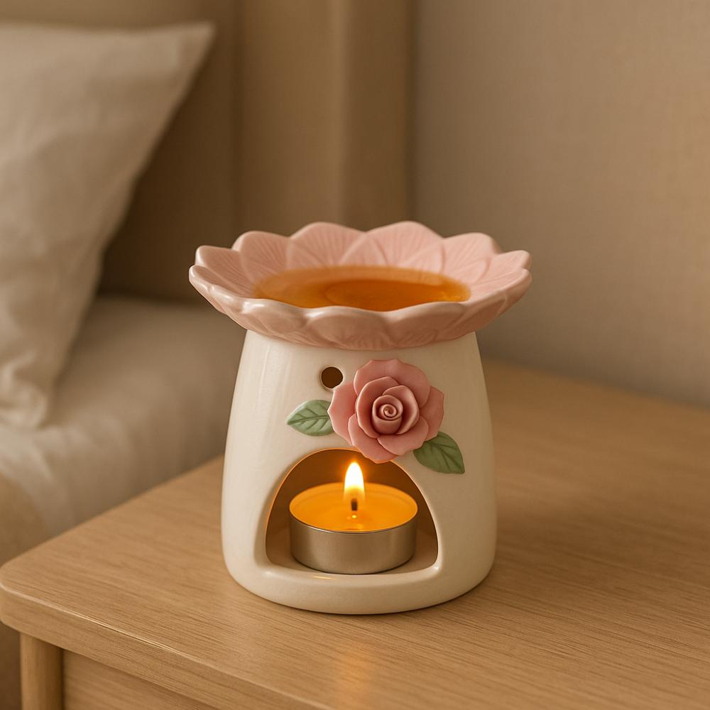 Ceramic Flower Aromatherapy Stove Heat Resistant Heating Incense Device Candle Stove Yoga Room