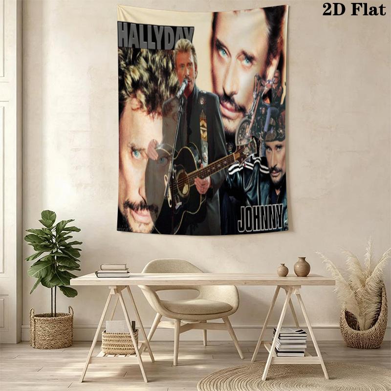 Johnny Hallyday Access Tapestry Background Cloth Fashion Print Homestay Soft Decoration Tapestry Soft Christmas Gift