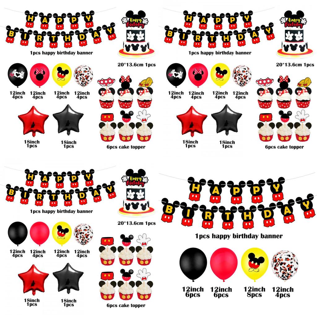 Микки Маус Минни Детские Принадлежности для Дня Рождения Декор Воздушный Шар Баннер и Набор Посуды
