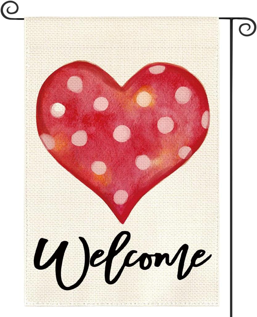 AVOIN colorlife Valentines Day Love Heart Garden ag 12x18 Inch Outside Double Sided, Welcome Wedding Yard Outdoor Decorati