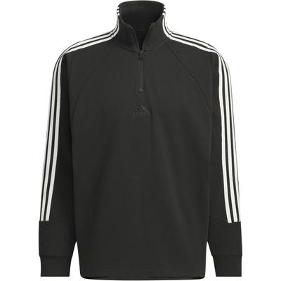 adidas Осень-зима 24, полумолния, серия, логотип, свитер, свободный, длинный рукав, унисекс, толстовка, черный цвет JI6633