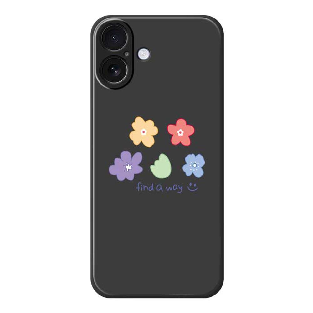 For iPhone 17 Case Five Colors Flowers Pattern Printing Straight Edge TPU Phone Back Cover