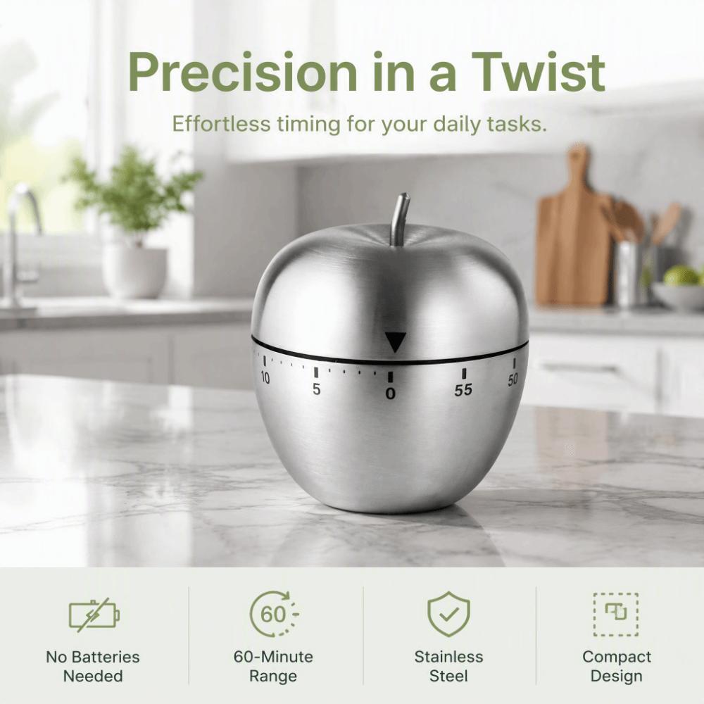 60 Minutes Mechanical Kitchen Timer Stainless Steel Manual Cooking Timer Cooking Baking