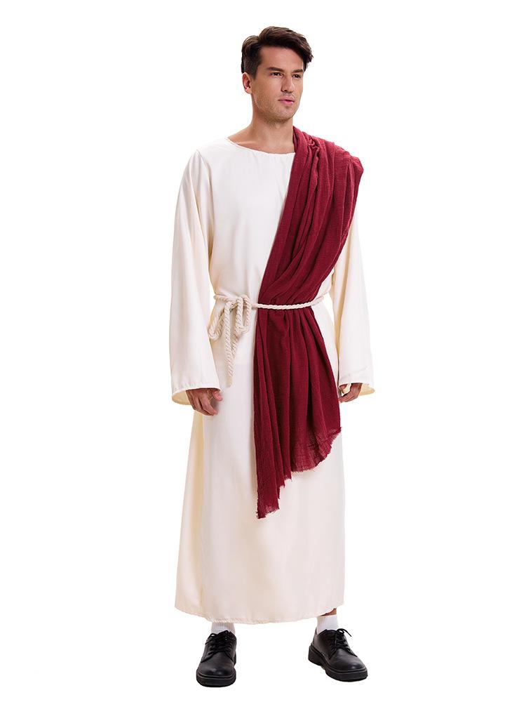 Medieval Renaissance Halloween Costume Hooded Cape Cloak with Scarf, Post-Apocalyptic Shepherd Cape for Cosplay Stage Drama
