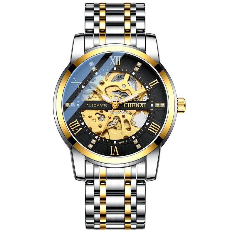 Chenxi Новые мужские часы скелетон механические автоматические часы для мужчин классические водонепроницаемые наручные часы из нержавеющей стали