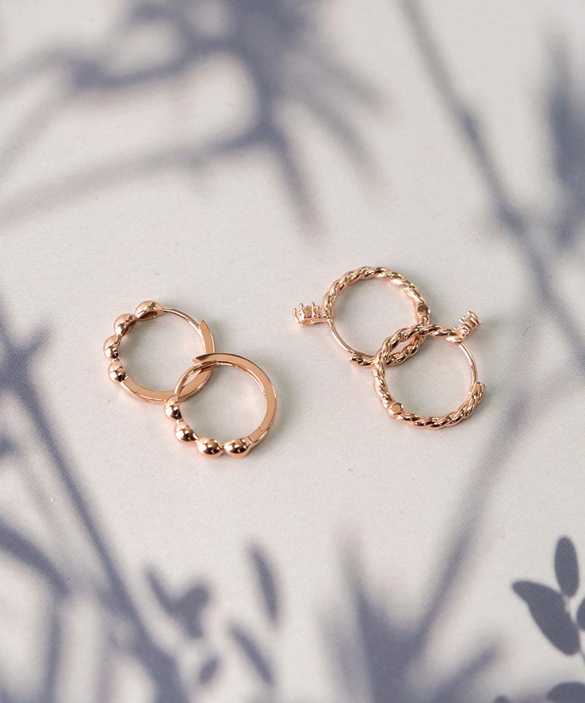 J-Rahel [14K/18K Gold] One-Touch Volume Earrings