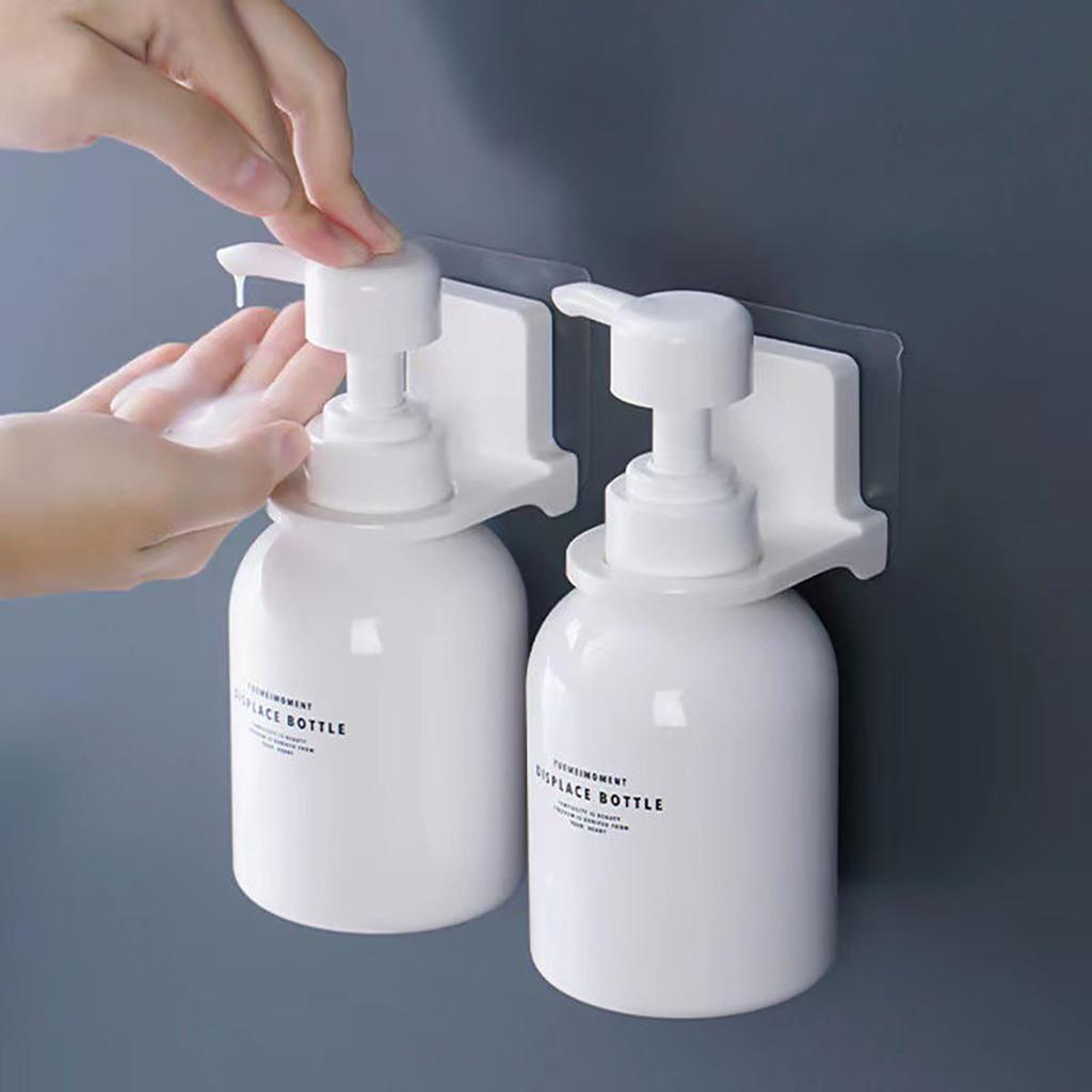 Adjustable Dispenser Bottle Holder Wall Mounted Adhesive Shampoo Lotion Hand Soap Bottle Hanger Bathroom Storage Rack
