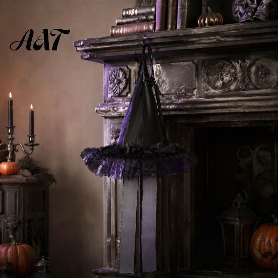 Spooky Party Streamers Halloween Witch Hat Hanging Decor, Spider Web Ribbon Prop for Party, Dark Wizard Costume Accessory Masquerade Decorations