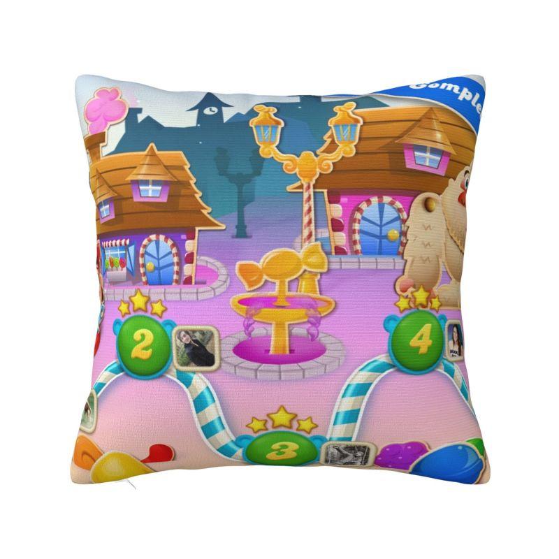 Custom Video Game Candy Crush Saga Cushion Cover Colorful Velvet Cute Pillow Case Home Decor