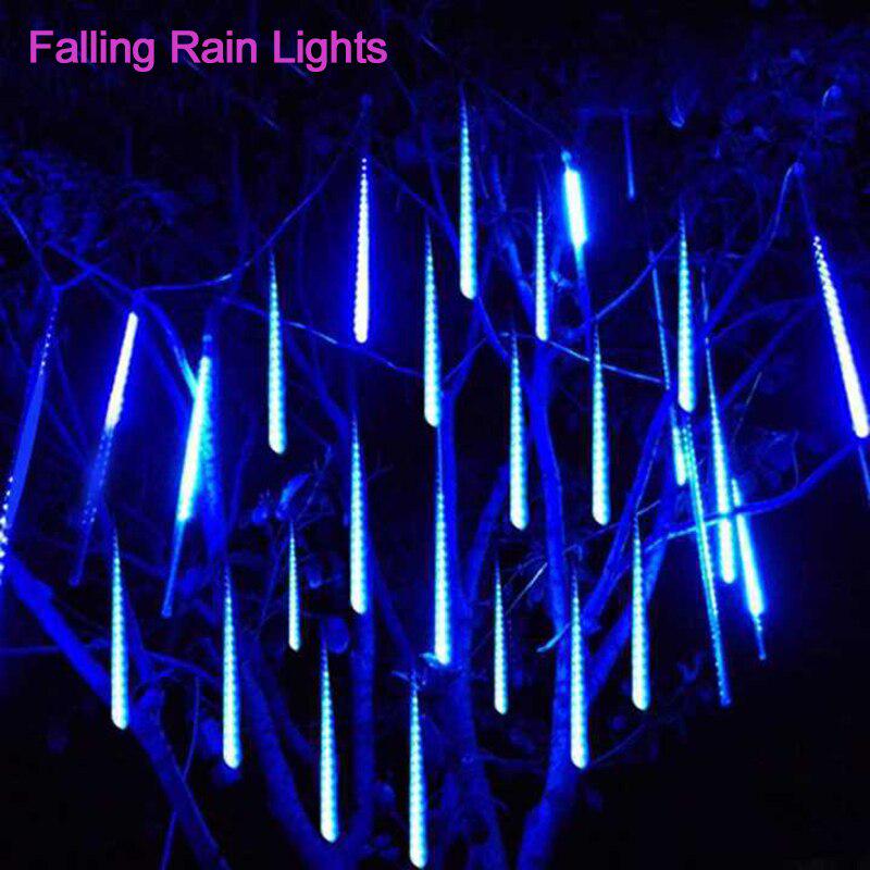 8 трубок, светодиодные сказочные огни, рождественские гирлянды, уличная гирлянда, уличная гирлянда, занавеска, украшение на Хэллоуин, свет метеоритного дождя