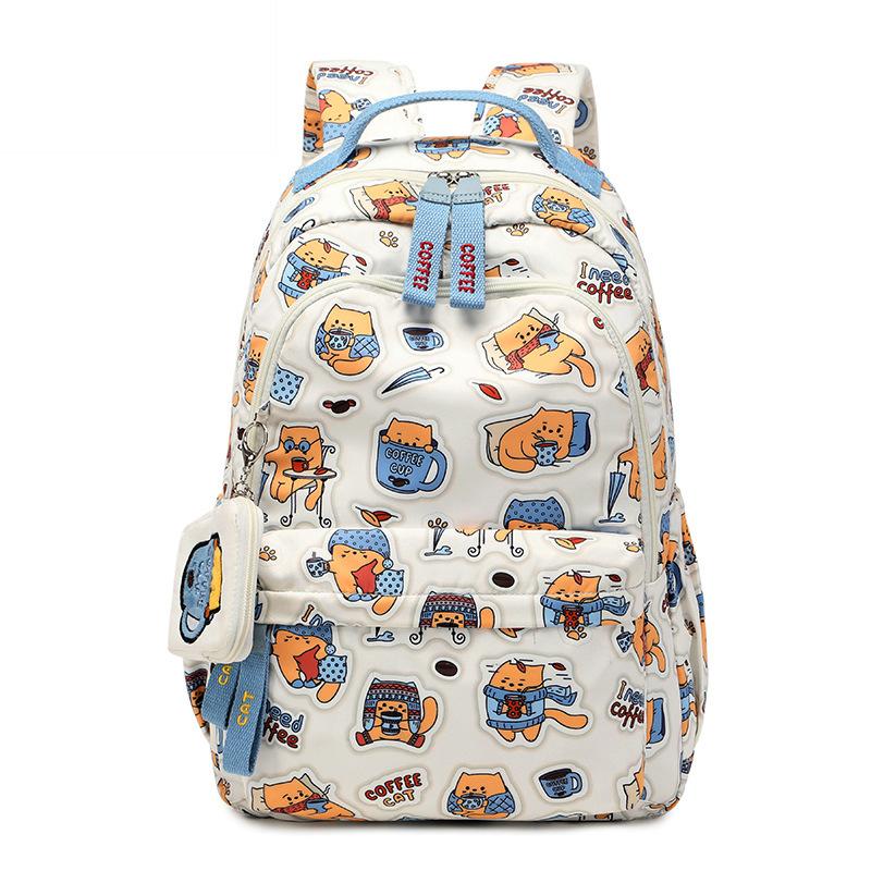 Schoolbag Girls Students High School Backpack Large Capacity Cute Cat Print Waterproof Backpack Women