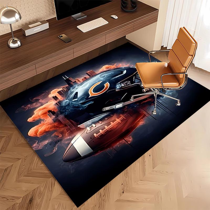 1pc Chicago Bears logo Print Area Rug - Soft, Washable Non-Slip Indoor Mat, Living Room, Home Office Decorative Rug,Office Decorative