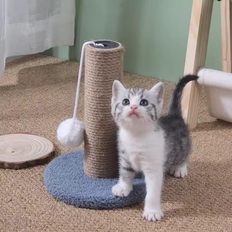 Simple Style Cat Climbing Tower Single Layer Design Plush Top Sisal Scratching Post Lightweight and Convenient for Daily Use