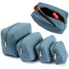 4 Sizes Blue Denim Cosmetic Pouch Vintage Jean Toiletry Case Beauty Box Travel Storage Bag  Outdoor