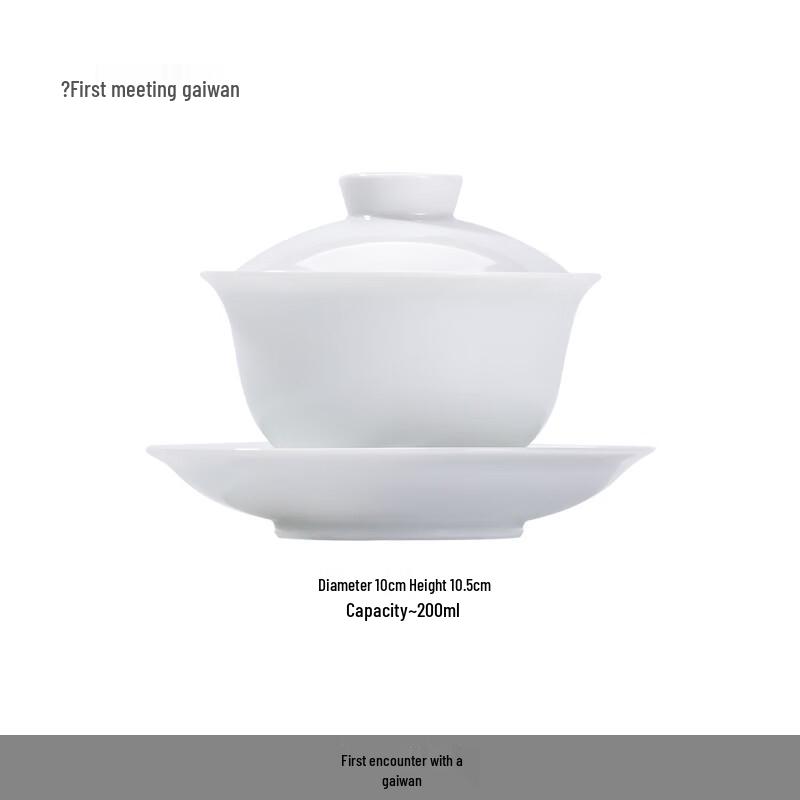 Jingdezhen Ceramic White Porcelain Gaiwan Tea Cup