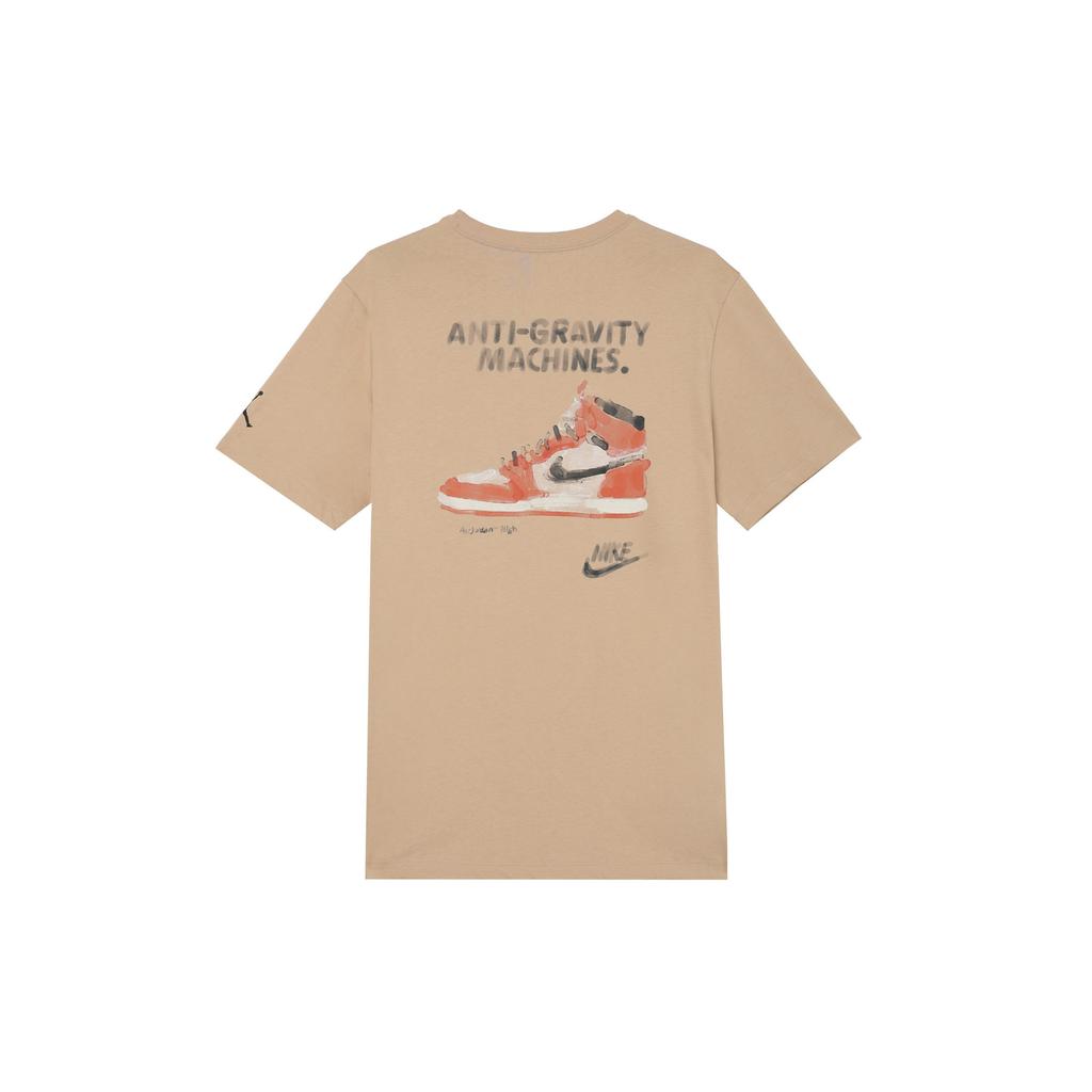 Jordan Фирменная мягкая удобная хлопковая футболка с коротким рукавом для мужчин, цвет загар FD7030-200